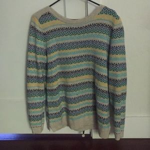 Blue and yellow stripped patterned sweater TALBOTS